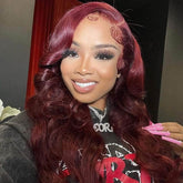 Pre-plucked Burgundy Body Wave Lace Frontal Wig 200% Density